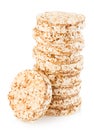 Grain crispbreads close-up isolated on a white background. Fitness concept Royalty Free Stock Photo