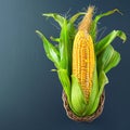 Grain crops concept illustrated through an isolated, fresh, juicy corn