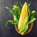 Grain crops concept illustrated through an isolated, fresh, juicy corn