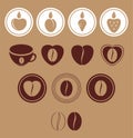 Set of icons and logos for coffee and fruit drinks