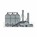Grain elevator complex with industrial buildings Royalty Free Stock Photo