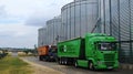 Grain from the elevator silo is loaded into the truck