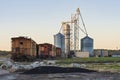 Grain Elevators and Abandoned Railcars Royalty Free Stock Photo