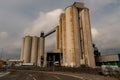 Grain elevators at the British port of Southampton, Hampshire United Kingdom Royalty Free Stock Photo