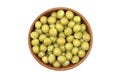 Grain green peas in a wooden bowl Royalty Free Stock Photo