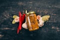 Grain Mustard. Spices On a white wooden background. Royalty Free Stock Photo