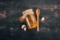 Grain Mustard. Spices On a white wooden background. Royalty Free Stock Photo