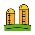 Grain Silo color icon. Flat style sign for mobile concept and web design. Agriculture silo vector icon. Symbol, logo illustration