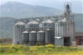 Grain silo plant unit dehydrate corps corn Royalty Free Stock Photo