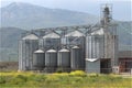 Grain silo plant unit dehydrate corps corn Royalty Free Stock Photo