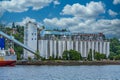 Grain Silos on Coast Royalty Free Stock Photo