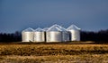 Grain silos on farmland in the Midwestern United States Illinois