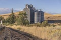 Grain silos and landscape in Dufur Oregon Royalty Free Stock Photo