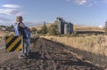 Grain silos and landscape in Dufur Oregon Royalty Free Stock Photo