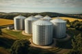 Grain silos landscape. Generate Ai