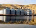 Grain Silos on the Snake River in Southeastern Washington State Royalty Free Stock Photo