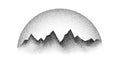 Grain stippled mountain range. Dotted landscape terrain silhouette. Black white grainy hill chain. Grunge noise textured Royalty Free Stock Photo