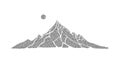 Grain stippled mountain range illustration. Dotted landscape terrain silhouette. Black white grainy hill chain. Grunge Royalty Free Stock Photo