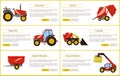 Grain Trailer Baler Posters Vector Illustration