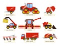 Grain Trailer and Trailed Bale Vector Illustration