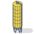 Grain yellow silo, isometric outlined building infographic on white background Royalty Free Stock Photo