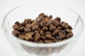 Grains of coffee in a glass bowl Royalty Free Stock Photo