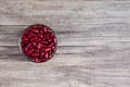 Grains Red bean in bowl or spoon wood background. Red bean or kidney beans in bowl. Royalty Free Stock Photo