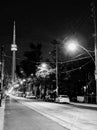A grainy black and white photo of Toronto streets.