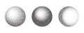 Grainy circles with noise dotted texture. Gradient balls with shadow on white background. Abstract planet sphere with Royalty Free Stock Photo