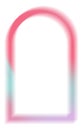 Grainy gradient arch shape. Abstract pastel blue and pink geometric rainbow gate border isolated on white