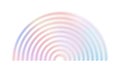 Grainy gradient semicircle shape. Abstract pastel blue and pink geometric rainbow half-circle isolated on white