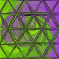 Grainy pattern composed of green and violet triangles