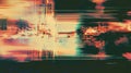 Grainy tv glitch effect with noise, grain, distortion. Glowing background, backdrop texture. Generative Ai