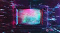 Grainy tv glitch effect with noise, grain, distortion. Glowing background, backdrop texture. Generative Ai
