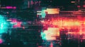 Grainy tv glitch effect with noise, grain, distortion. Glowing background, backdrop texture. Generative Ai