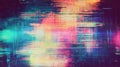 Grainy tv glitch effect with noise, grain, distortion. Glowing background, backdrop texture. Generative Ai