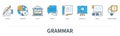 Grammar concept with icons in minimal flat line style