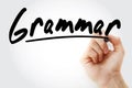 Grammar text with marker, education concept background Royalty Free Stock Photo