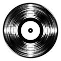 Gramophone Black Vinyl LP Record Silhouette Isolated on White Background With Halftone Effect Royalty Free Stock Photo