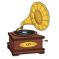 Gramophone comic book pop art retro style vector. isolated object on white background Royalty Free Stock Photo