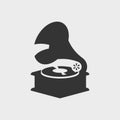 Gramophone. Monochrome icon or pictogram or sign