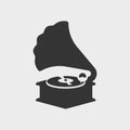 Gramophone or dance party. Monochrome vector icon