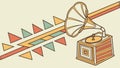 Gramophone with Geometric Tribal Patterns Vector Art Illustration, vector design Generative AI Royalty Free Stock Photo