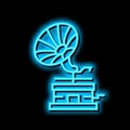 gramophone for listen audio music neon glow icon illustration