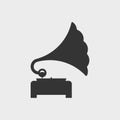 Gramophone. Monochrome vector icon or pictogram