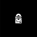 Gramophone music logo icon isolated on dark background Royalty Free Stock Photo