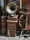 Gramophone exposed in a antique shop Royalty Free Stock Photo