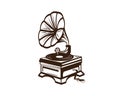 Gramophone and Phonograph Record Player Illustration Silhouette Royalty Free Stock Photo