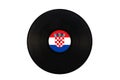 Gramophone record with the flag of Croatia. Croatian music. Vinyl record with the flag of Croatia, on a white background, isolated