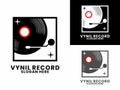 Gramophone record with square logo design vector template. Vinyl logo design icon Royalty Free Stock Photo